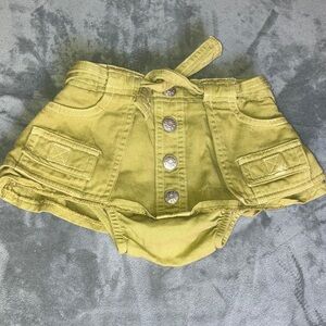 Olive Green 100% cotton Buttoned Baby skirt with bloomers by oinkbaby